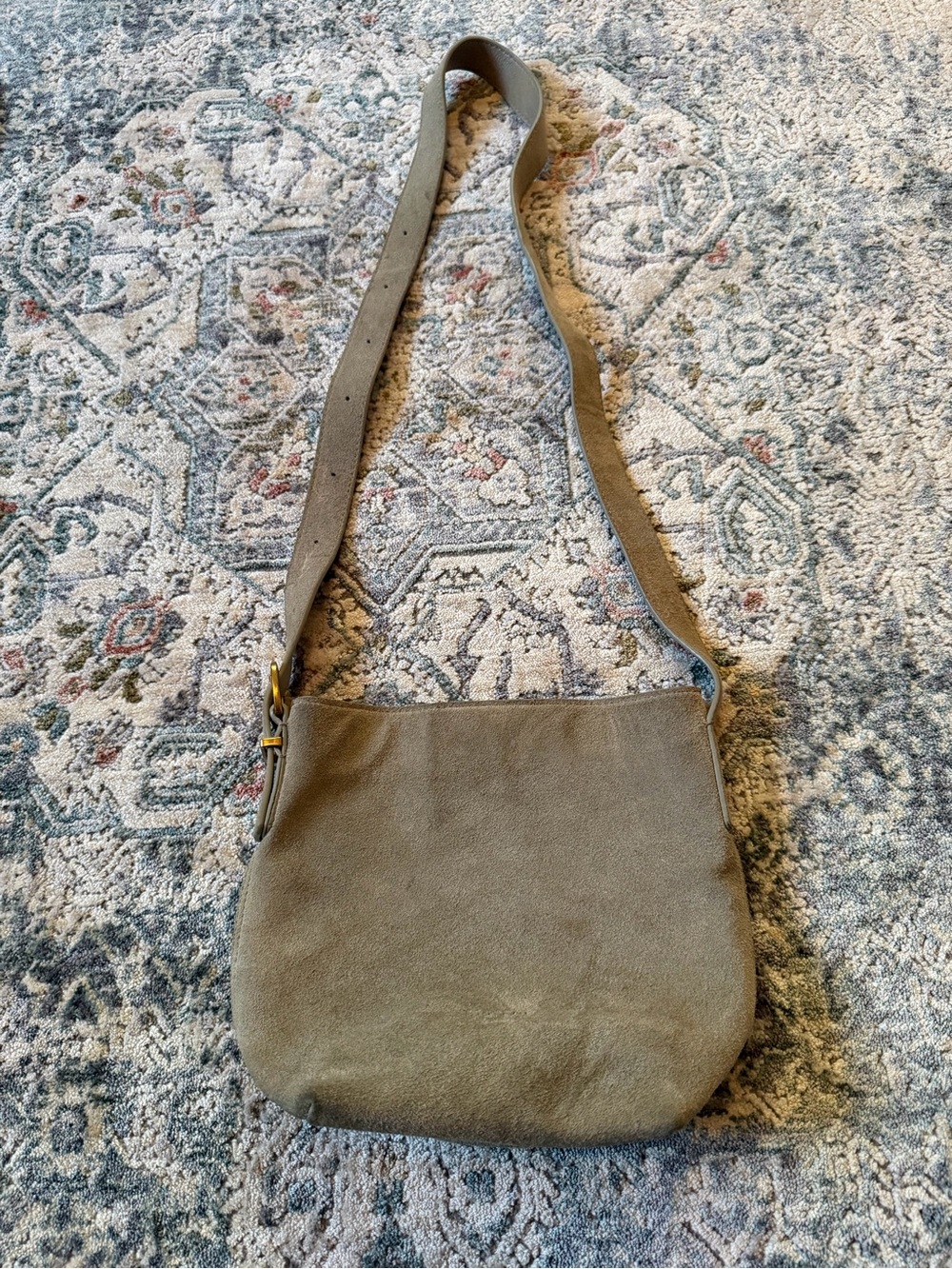 Margot New York Kaye Taupe Suede Leather Crossbody Bag made in India
